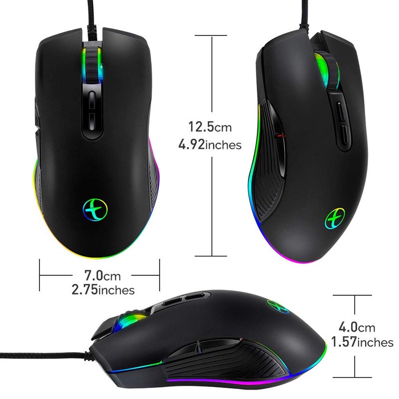 HXMJ RGB LED Gaming Mice,Wired USB C Port for Apple MacBook,Computer or Laptops with Type C Port-Black - Image 5